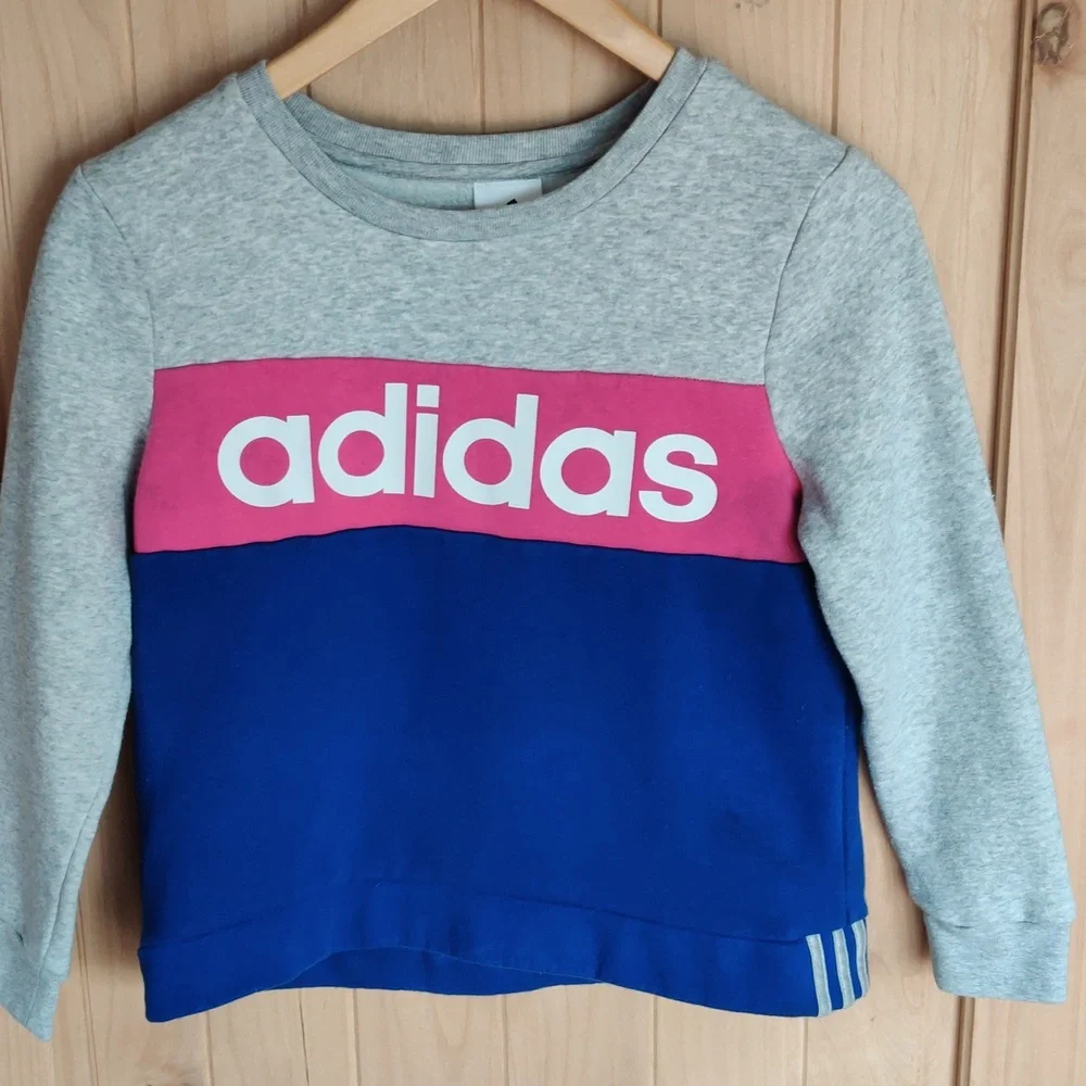 Adidas Pink, Gray, and Blue Crewneck Sweatshirt - Picture 2 of 4